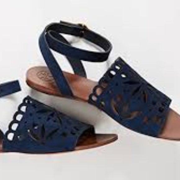 Auth TORY BURCH May Perforated Ankle Strap Sandal - Picture 8 of 8